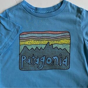 Patagonia T Shirt 12 18 Months Graphic Mountains Logo Outdoor Blue Girls Boys
